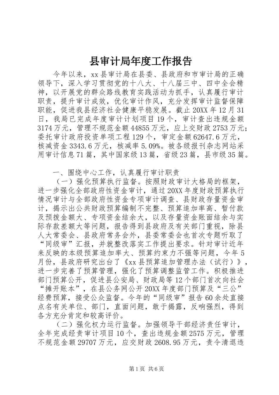 县审计局年度工作报告_第1页