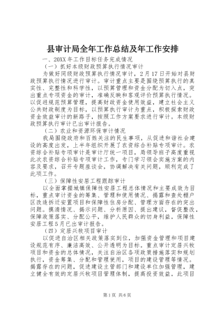 县审计局全年工作总结及年工作安排
