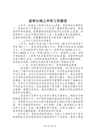县审计局上半年工作报告