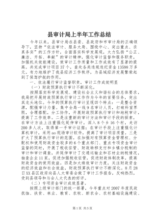 县审计局上半年工作总结