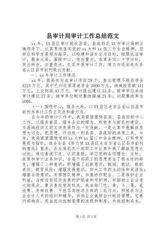 县审计局审计工作总结范文
