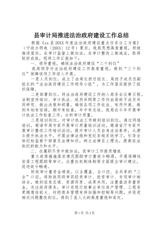 县审计局推进法治政府建设工作总结