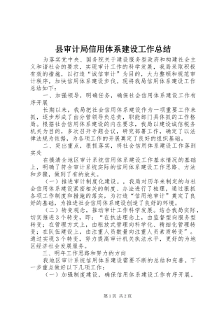 县审计局信用体系建设工作总结