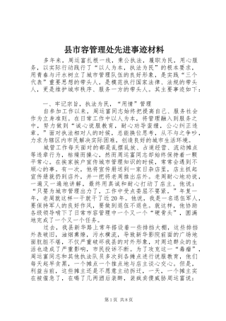 县市容管理处先进事迹材料