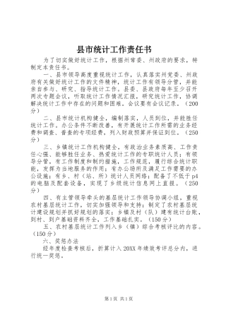 县市统计工作责任书