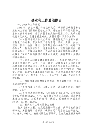 县水利工作总结报告