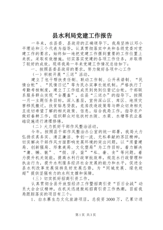 县水利局党建工作报告