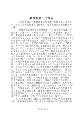 县水利局工作报告