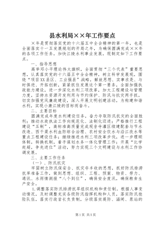 县水利局工作要点