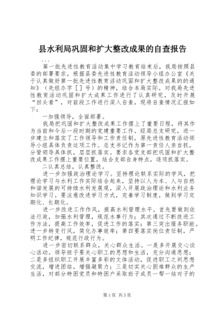 县水利局巩固和扩大整改成果的自查报告