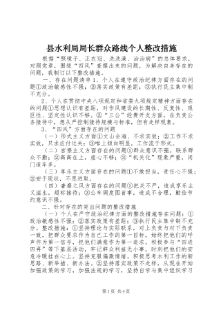 县水利局局长群众路线个人整改措施