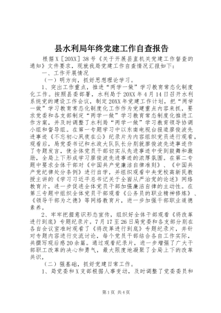 县水利局年终党建工作自查报告