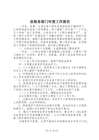 县税务部门年度工作报告