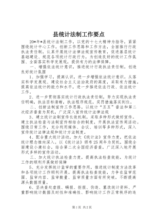 县统计法制工作要点