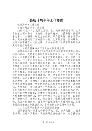 县统计局半年工作总结