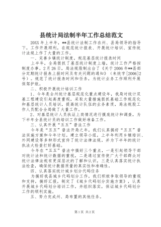 县统计局法制半年工作总结范文