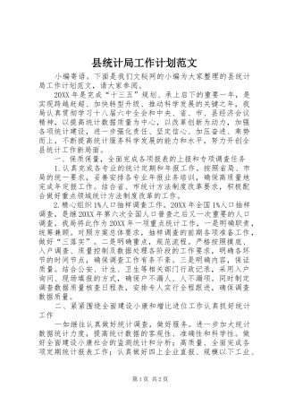县统计局工作计划范文