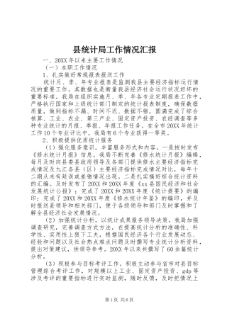 县统计局工作情况汇报