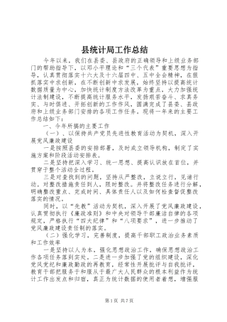 县统计局工作总结