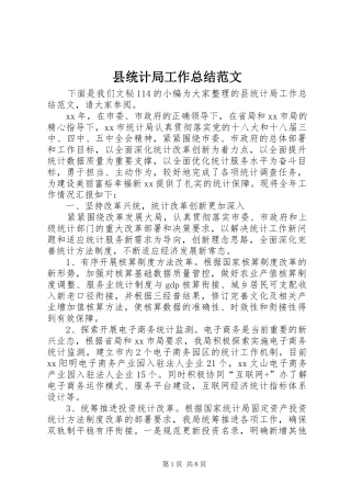 县统计局工作总结范文