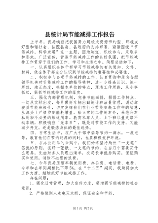 县统计局节能减排工作报告