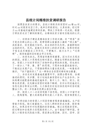 县统计局精准扶贫调研报告