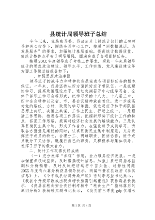 县统计局领导班子总结