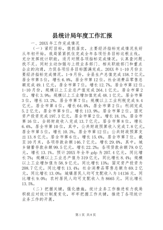 县统计局年度工作汇报