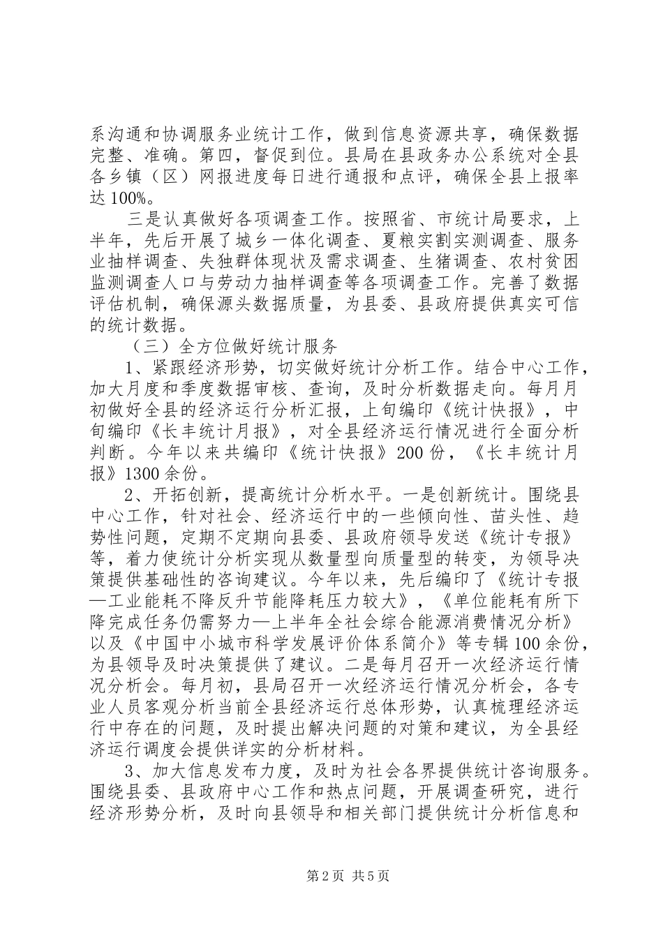 县统计局年度工作总结报告材料_第2页