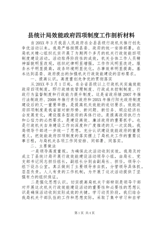 县统计局效能政府四项制度工作剖析材料