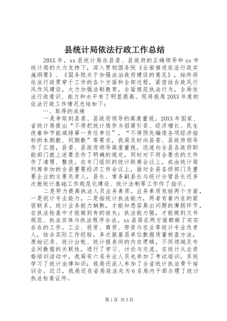 县统计局依法行政工作总结