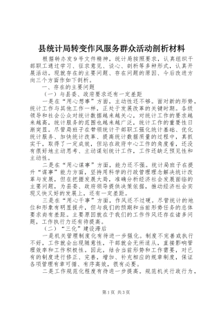 县统计局转变作风服务群众活动剖析材料