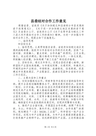 县委结对合作工作意见
