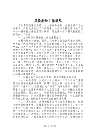县委老龄工作意见
