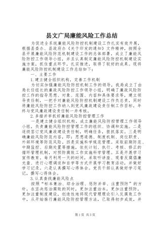 县文广局廉能风险工作总结