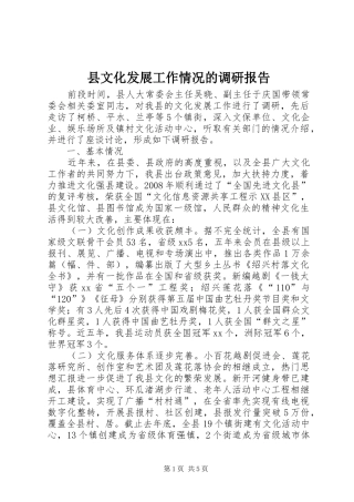 县文化发展工作情况的调研报告