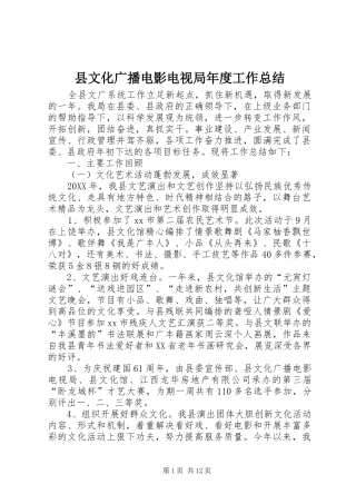 县文化广播电影电视局年度工作总结