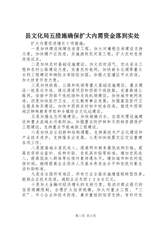 县文化局五措施确保扩大内需资金落到实处
