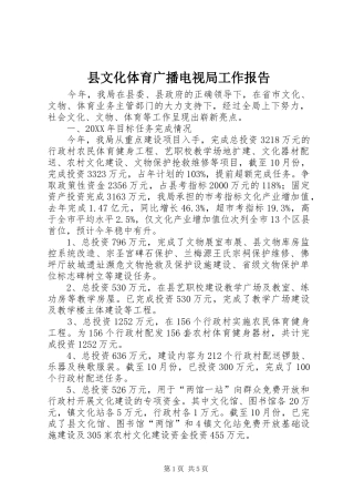 县文化体育广播电视局工作报告