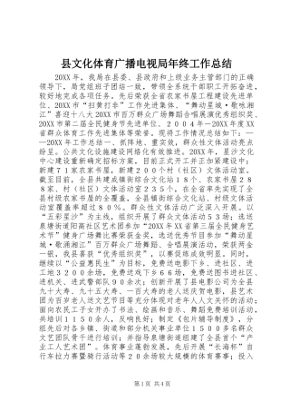 县文化体育广播电视局年终工作总结