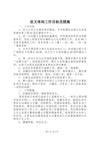 县文体局工作目标及措施