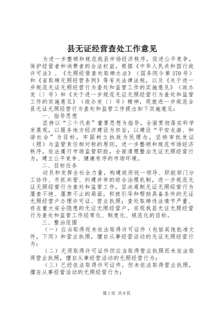 县无证经营查处工作意见