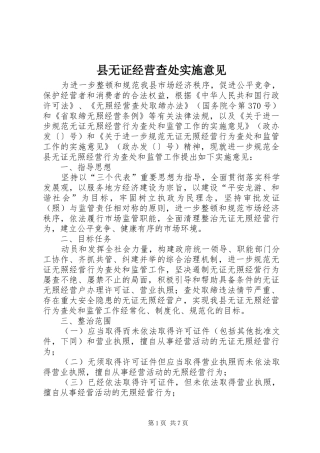 县无证经营查处实施意见