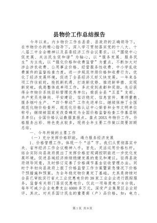 县物价工作总结报告