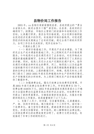 县物价局工作报告