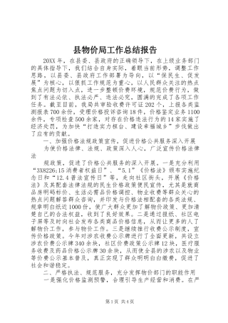 县物价局工作总结报告
