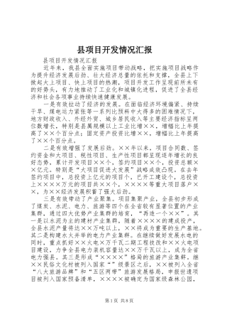 县项目开发情况汇报