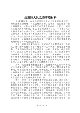 县消防大队党委事迹材料