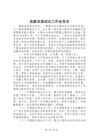 县新农保试点工作会讲话