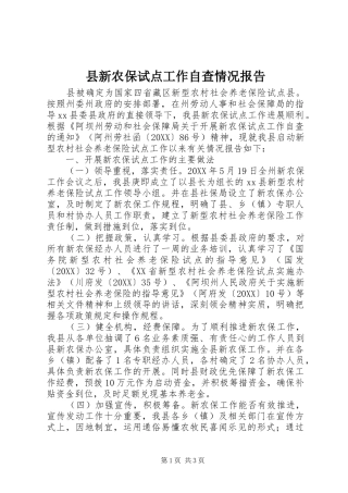 县新农保试点工作自查情况报告